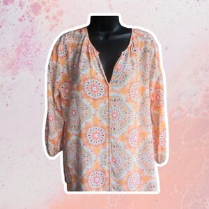 Stylus Yellow Floral Print Tunic Sz Large